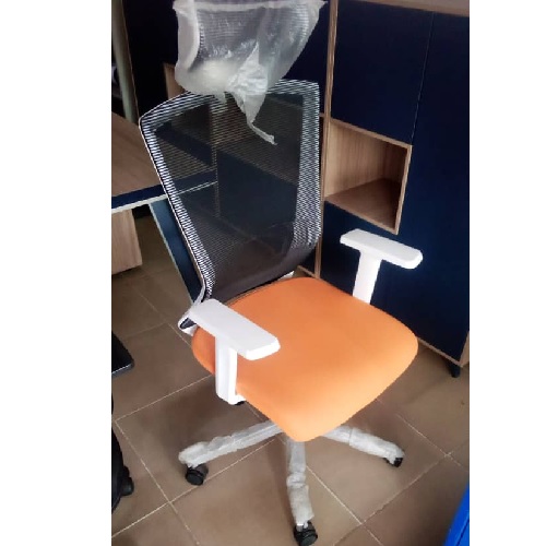 QUALITY DESIGNED VISITORS CHAIR - ORANGE & BLACK COLOR (FICO)