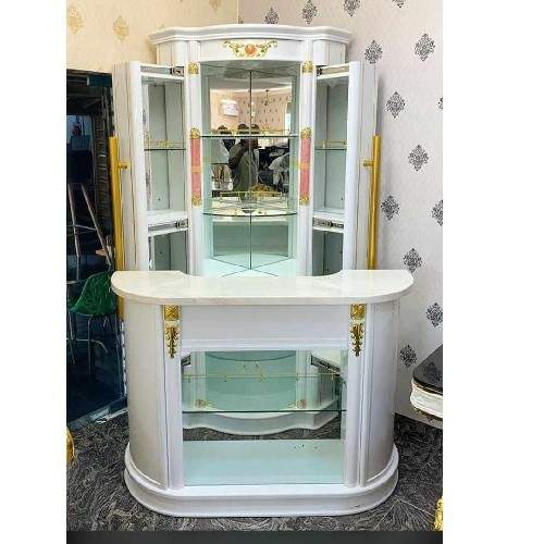 QUALITY DESIGNED WHITE BAR STAND WITH GLASS  -AVAILABLE (AUSFUR)