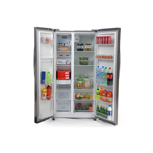 Midea HC-689WEN Side by Side Refrigerator 510 Litres |R600a|Silver With Handle