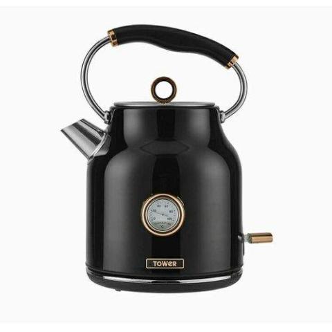 Tower |  Bottega 1.7L Rapid Boil Kettle With Temperature Dial, Black- (N)