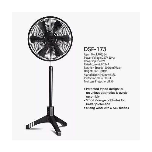 Duravolt 17 Inches Standing/Pedestal Fan-Black