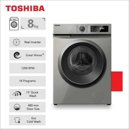 TOSHIBA FRONT LOAD 8KG WASHING MACHINE WITH CYCLONEMIX TW-BJ90S2GH