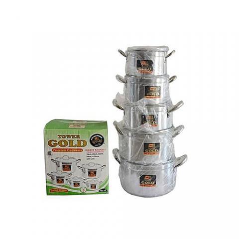 TOWER GOLD COOKING POT SET -5PIECES