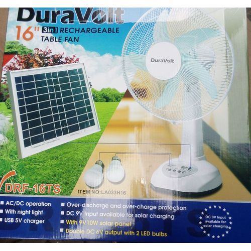 Duravolt 16 Inches Rechargeable Table FaN( Without Solar Panel & Bulb)