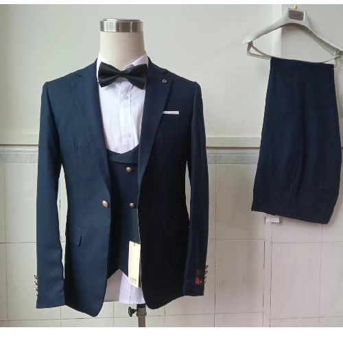 NAVY BLUE 3 PIECES SUIT  WITH ONE BUTTON  | AVAILABLE IN ALL SIZES (MADU) (N)