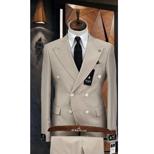 LIGHT BROWN DOUBLE BREASTED SUIT | AVAILABLE IN ALL SIZES (NIFA) (N)