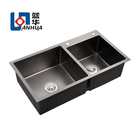 KITCHENCRAFT NANO BLACK HANDMADE SS SINK SH8248BL