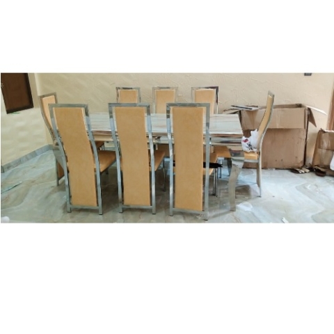 QUALITY DESIGNED 8 SEATERS MARBLE TOP DINING TABLE - AVAILABLE (MOBIN)