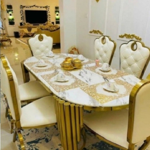 QUALITY DESIGNED  CREAM AND GOLD DINING SET - AVAILABLE (SOFU) 