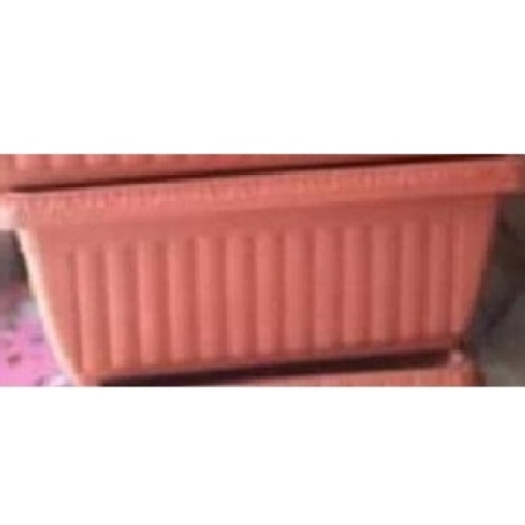 DARK ORANGE RECTANGULAR FLOWER POTS WITH VERTICAL LINES (PEGLO) - Large