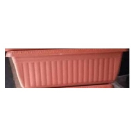 DARK ORANGE RECTANGULAR FLOWER POTS WITH VERTICAL LINES (PEGLO) - Small