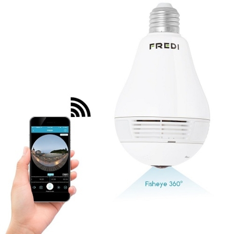 FREDI 360-DEGREE PANORAMIC FISHEYE LED BULB WIRELESS CAMERA