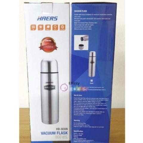 Haers | 0.8L 800ml DuraTuff Vacuum Hot/Cold Water Flask- (N)