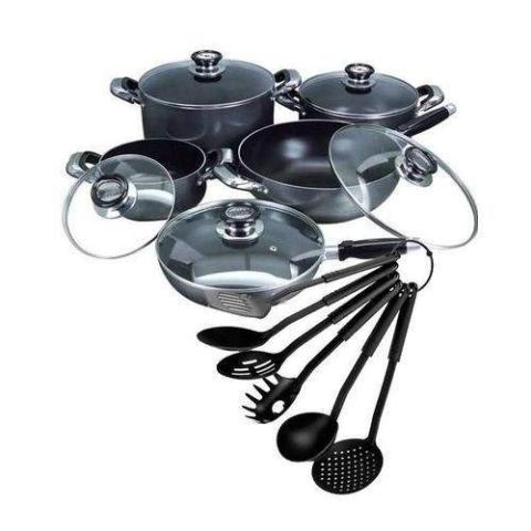 Hoffner | 16pcs Non Stick Cookware Set With Non Stick Cooking Spoon- (N)