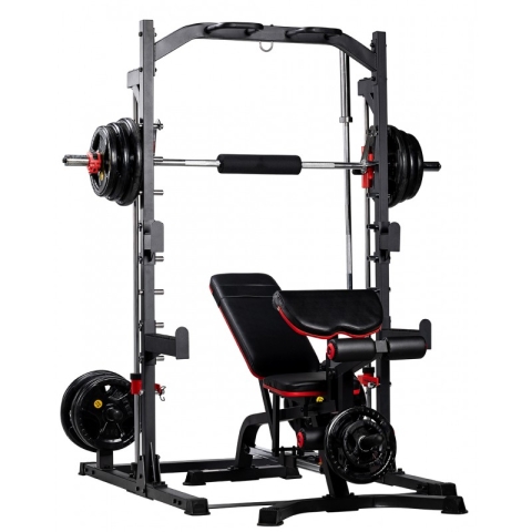 LITE FITNESS MS6101/MS6102 SMITH MACHINE WITH UTILITY BENCH + 40KG WEIGHT-deluxe.com.ng
