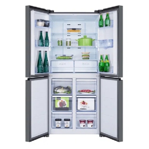 TCL REFRIGERATOR | 429 LITRE, 4 DOOR/CROSS DOOR, INVERTER NO FROST, ELECTRONIC CONTROL, AAT FRESH TECHNOLOGY, HUMIDITY CARE CRISPER, LED LIGHT, GLASS SHELF, INOX - P460CDS