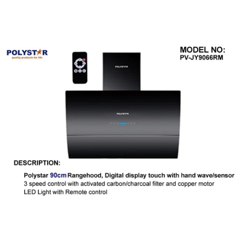 Polystar 90X60 Range Hood Charcool Filter with Tempered Glass | Pv-JY9066RM 900mm