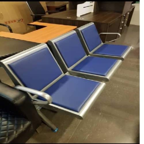 QUALITY BLUE & SILVER 3 IN 1 AIRPORT SEAT DESIGN OFFICE CHAIR - AVAILABLE (AUFUR)