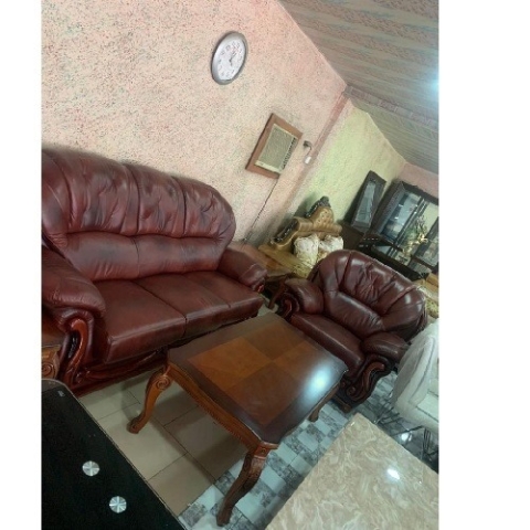 QUALITY COFFEE BROWN SOFA WITHOUT CENTER TABLE (EKIN)