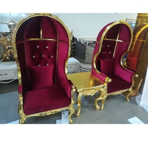 QUALITY DESIGNED  2 GOLD WINE CHAIRS & SIDE STOOLS - AVAILABLE (SOFU) 