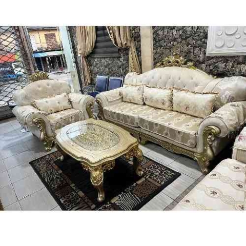 QUALITY DESIGNED 7 SEATERS SOFA  WITH CENTER TABLE & 2 SIDE STOOLS -AVAILABLE (AUSFUR)