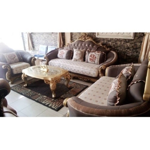 QUALITY DESIGNED 7 SEATERS SOFA & CENTER TABLE WTH SIDE STOOL (AUSFUR)