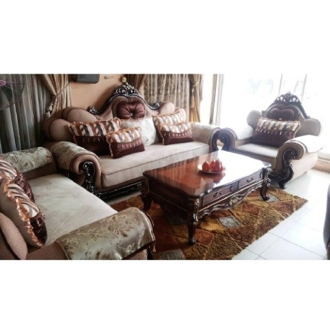 QUALITY DESIGNED 7 SEATERS SOFA & CENTER TABLE WTH SIDE STOOL (AUSFUR)