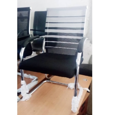 QUALITY DESIGNED BLACK & WHITE STRIPE VISITOR`S CHAIR  AVAILABLE-(ROMIN)