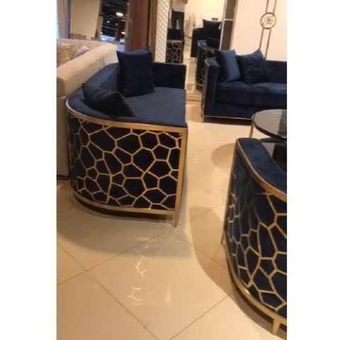 QUALITY DESIGNED COMPLETE SET OF BLACK &  & GOLD SOFA  - AVAILABLE (SOFU)