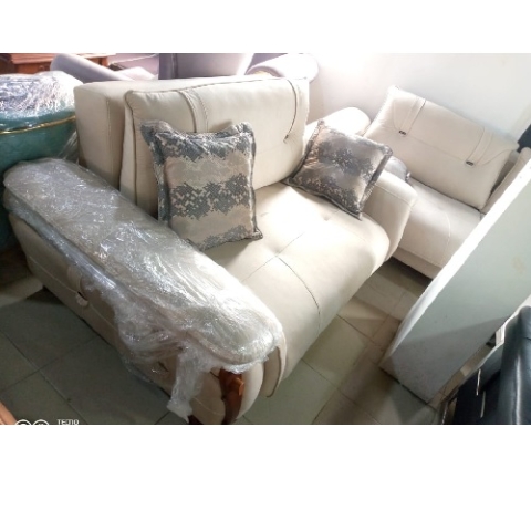 QUALITY DESIGNED CREAM 7 SEATERS SOFA CHAIRS (WITHOUT TABLE & STOOLS)-AVAILABLE (SETIN)