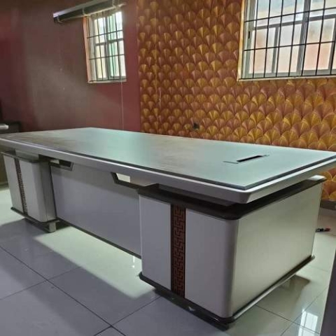 QUALITY DESIGNED GRAY & BROWN OFFICE TABLE - AVAILABLE (AUFUR)