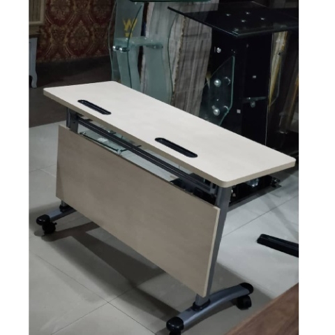 QUALITY DESIGNED LIGHT BROWN TOP & FRONT OFFICE TABLE  - AVAILABLE (AUFUR)