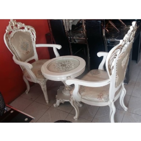 QUALITY DESIGNED ROYAL WHITE CHAIRS & TABLE - AVAILABLE (MOBIN)