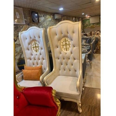 QUALITY DESIGNED WHITE & CREAM ROYAL CHAIR - AVAILABLE (MOBIN)