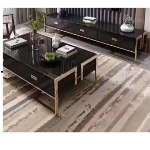 QUALITY RECTANGULAR BLACK CENTER TABLE & TV STAND - AVAILABLE (SOFU)