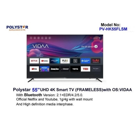 Polystar 50 INCH DLED SMART TV VIDAA(FRAMELESS) | PV-HK50FLSM