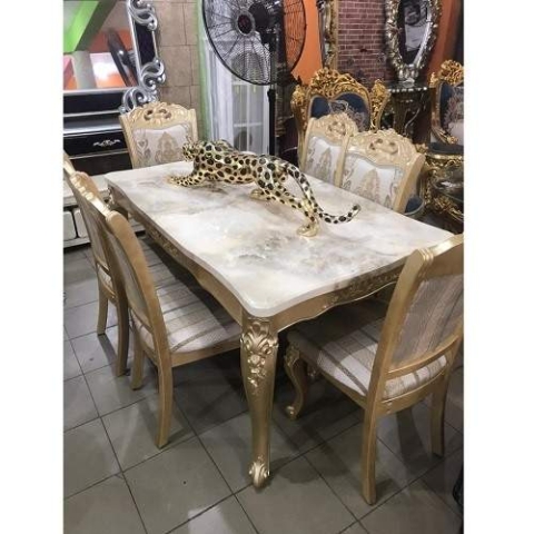 QUALITY DESIGNED DINING SET WTH 6 CHAIRS (OPIN)