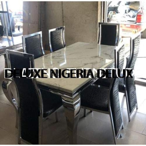 Glamorous Marble Dinning With 6 Chairs 