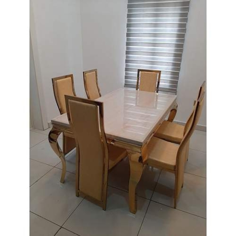 Leveluk JWILTON Marble Dining Table Set With Chairs (I)