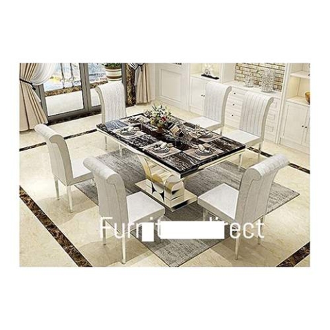 Marble Oxlyn Modern Dining Set Furniture + 6 Dinning Chairs (1)