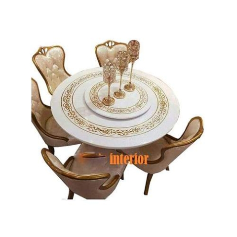 Executive Round Italian Marble Dinning With 6 Chairs