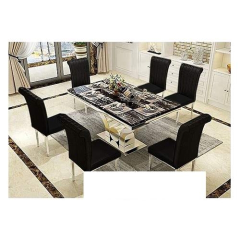 Marble Oxlyn Modern Dining Set Furniture + 6 Dinning Chairs