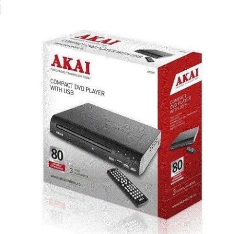 AKAI Compact DVD Player With USB, Scart Output, Black-(N)