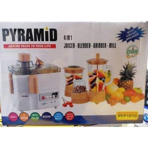 Pyramid | Electric 4 In 1 Blender,Juice Extractor, Grinder With Mill-600W -(N)