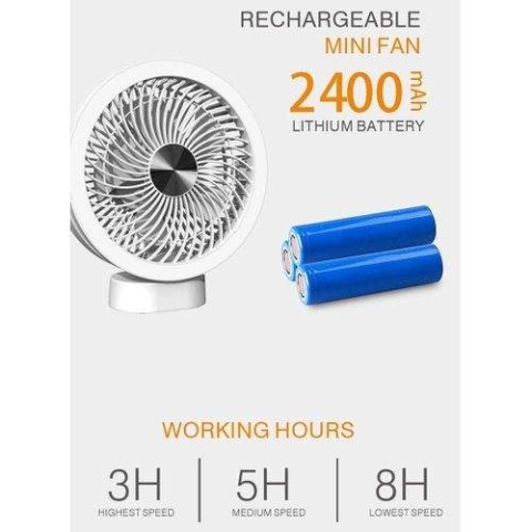 Lontor 6 Inch Hangable Ceiling Table Mini Fan With LED Light (N)