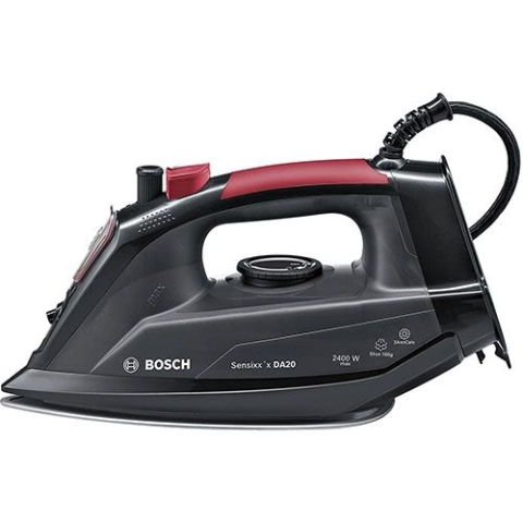 BOSCH TDA2080GB Steam Iron with 2400W Power and 300ML Water Tank Capacity in Black and Red