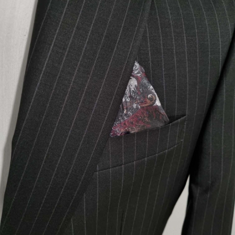 EXECUTIVE DARK GREY STRIPPED TURKEY SUIT WITH ONE BUTTON
