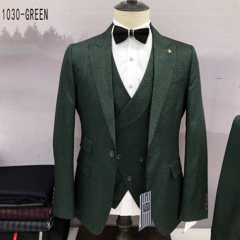 EXECUTIVE GREEN 3 PIECE TURKEY SUIT WITH ONE BUTTON [SWNL]