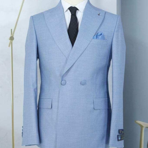 EXECUTIVE SKY BLUE BREASTED TURKEY SUIT WITH BLUE BUTTON [SWNL]