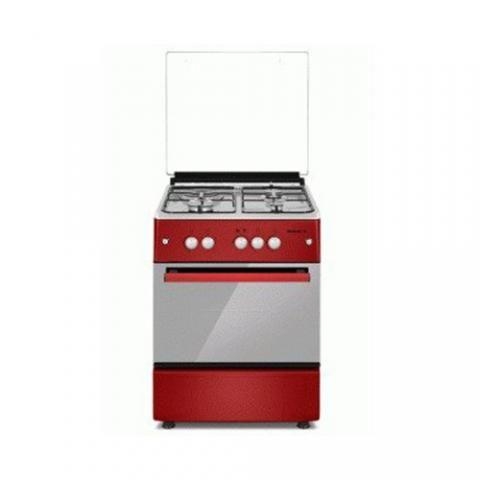 Maxi Gas Cooker 6060 M4 Red|3 Gas+1 Electric|Red|Glass|Ignition Button|Oven Light